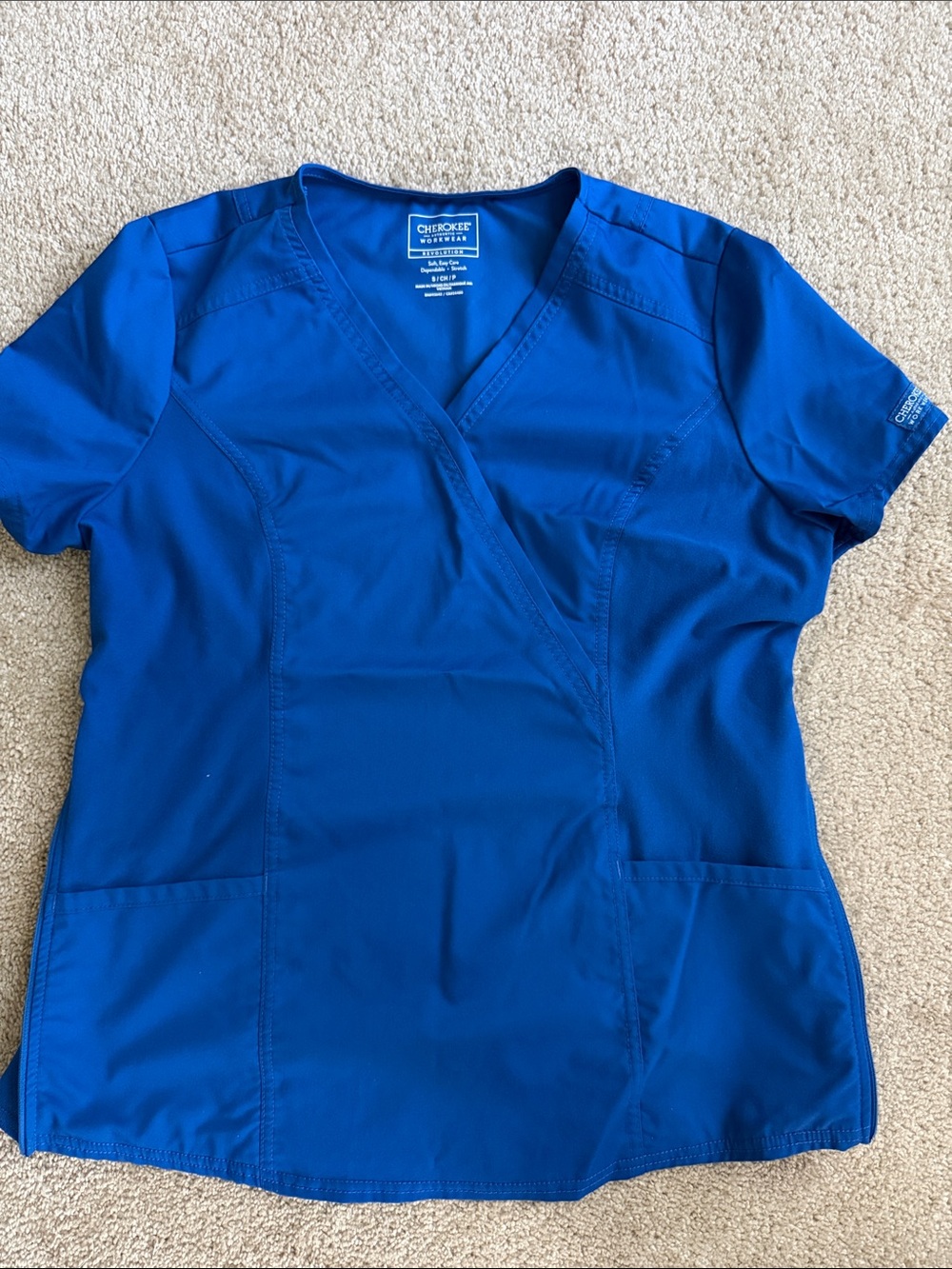 Cherokee Royal Blue Maternity V-Neck Scrub Top